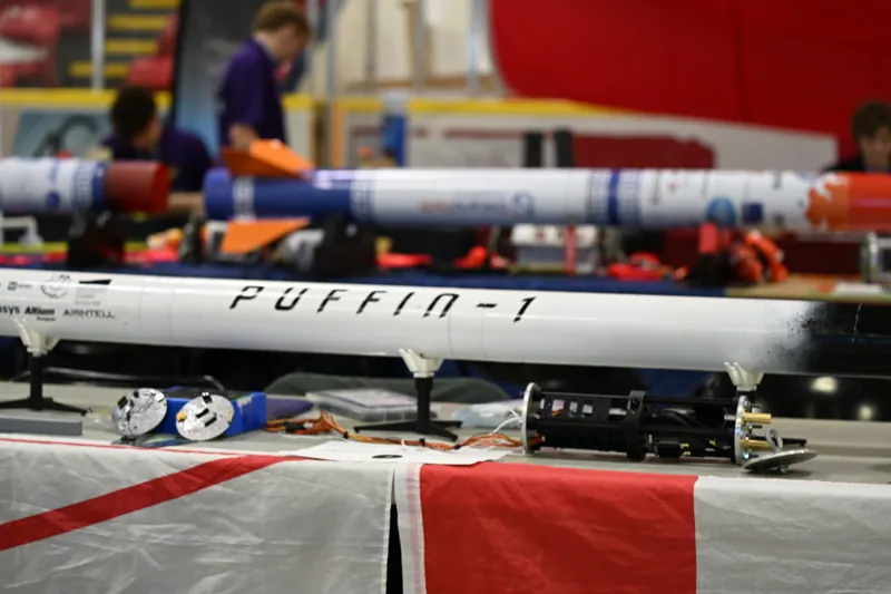 Puffin-1 and its electronics on the exhibition table